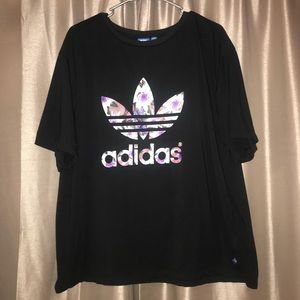 Adidas Black Floral T Shirt Xl (c)